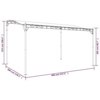 Luifel 4x3 m 180 g/m&sup2; stof en staal taupe