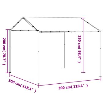 Tuinpaviljoen 3x3 m staal en stof beige
