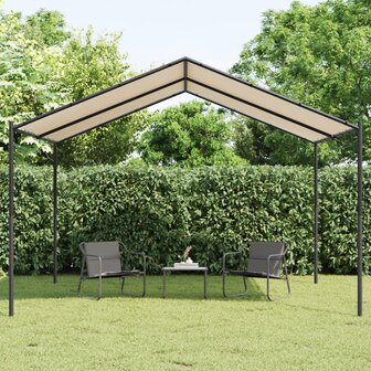 Tuinpaviljoen 4x4 m staal en stof beige