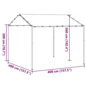 Tuinpaviljoen 4x4 m staal en stof beige