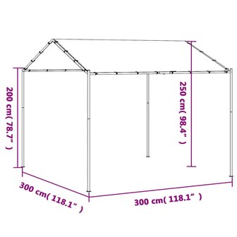 Tuinpaviljoen 3x3 m staal en stof antracietkleurig