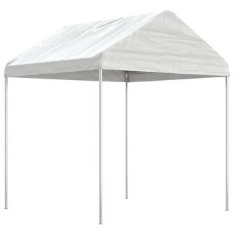 Prieel met dak 13,38x2,28x2,69 m polyetheen wit
