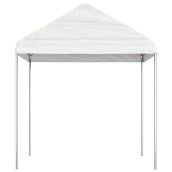 Prieel met dak 13,38x2,28x2,69 m polyetheen wit