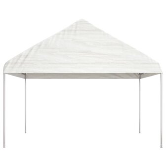 Prieel met dak 4,46x4,08x3,22 m polyetheen wit