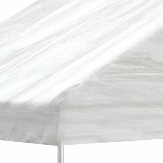 Prieel met dak 4,46x4,08x3,22 m polyetheen wit