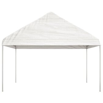 Prieel met dak 13,38x4,08x3,22 m polyetheen wit