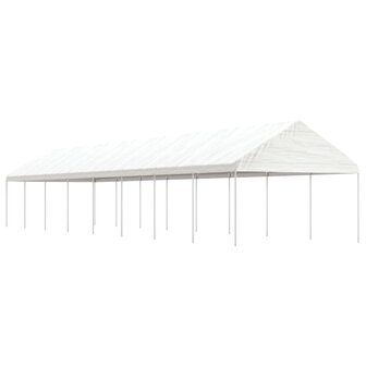 Prieel met dak 17,84x4,08x3,22 m polyetheen wit