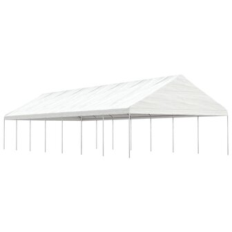 Prieel met dak 15,61x5,88x3,75 m polyetheen wit