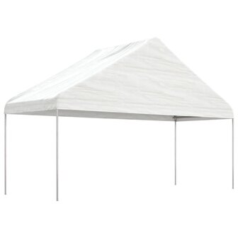 Prieel met dak 15,61x5,88x3,75 m polyetheen wit