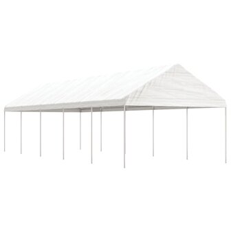 Prieel met dak 11,15x4,08x3,22 m polyetheen wit