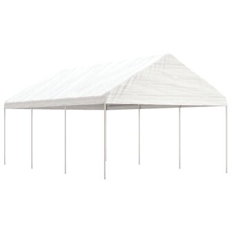 Prieel met dak 6,69x4,08x3,22 m polyetheen wit