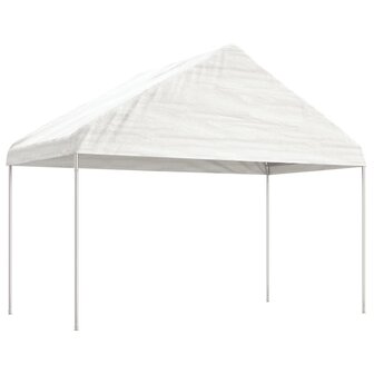 Prieel met dak 6,69x4,08x3,22 m polyetheen wit