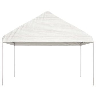Prieel met dak 6,69x4,08x3,22 m polyetheen wit