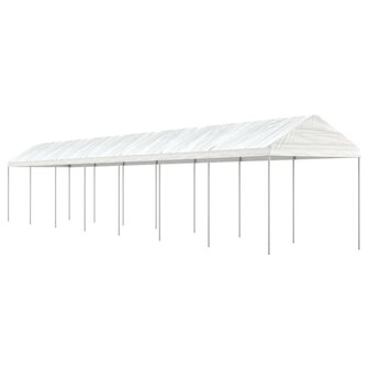 Prieel met dak 15,61x2,28x2,69 m polyetheen wit