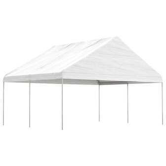 Prieel met dak 4,46x5,88x3,75 m polyetheen wit