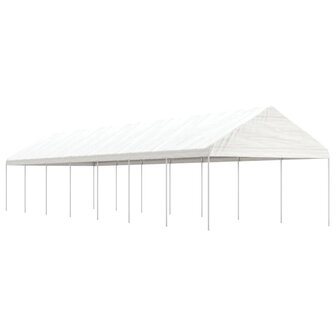 Prieel met dak 15,61x4,08x3,22 m polyetheen wit