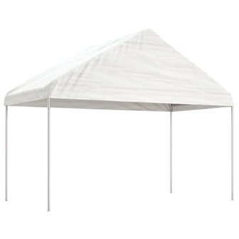 Prieel met dak 15,61x4,08x3,22 m polyetheen wit
