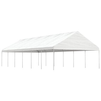 Prieel met dak 13,38x5,88x3,75 m polyetheen wit