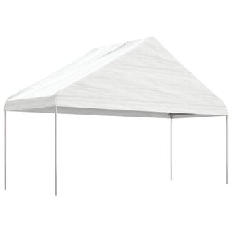 Prieel met dak 13,38x5,88x3,75 m polyetheen wit