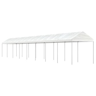 Prieel met dak 17,84x2,28x2,69 m polyetheen wit