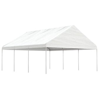 Prieel met dak 6,69x5,88x3,75 m polyetheen wit