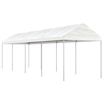 Prieel met dak 8,92x2,28x2,69 m polyetheen wit