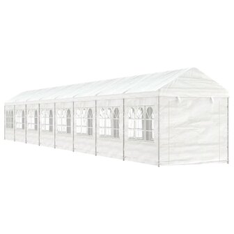 Prieel met dak 17,84x2,28x2,69 m polyetheen wit