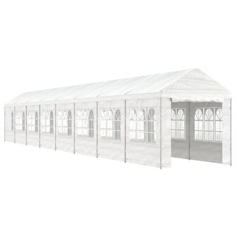 Prieel met dak 17,84x2,28x2,69 m polyetheen wit
