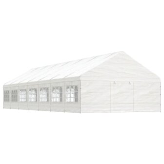 Prieel met dak 15,61x5,88x3,75 m polyetheen wit