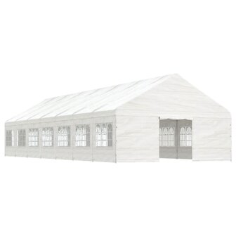 Prieel met dak 15,61x5,88x3,75 m polyetheen wit