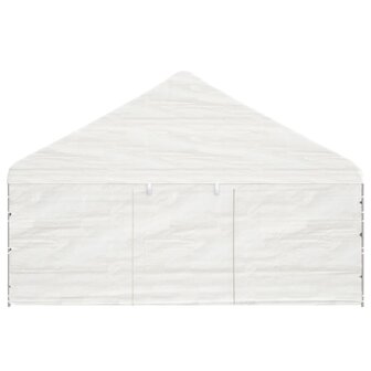 Prieel met dak 15,61x5,88x3,75 m polyetheen wit