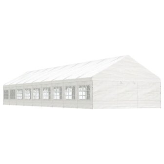 Prieel met dak 20,07x5,88x3,75 m polyetheen wit