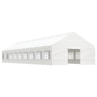Prieel met dak 20,07x5,88x3,75 m polyetheen wit
