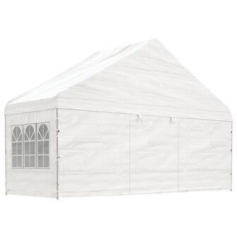 Prieel met dak 20,07x5,88x3,75 m polyetheen wit