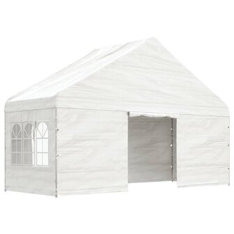 Prieel met dak 20,07x5,88x3,75 m polyetheen wit