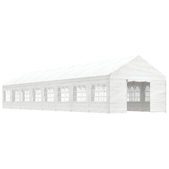 Prieel met dak 17,84x4,08x3,22 m polyetheen wit