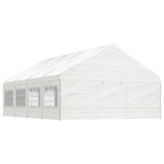 Prieel met dak 8,92x5,88x3,75 m polyetheen wit