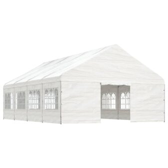 Prieel met dak 8,92x5,88x3,75 m polyetheen wit
