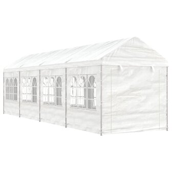 Prieel met dak 8,92x2,28x2,69 m polyetheen wit