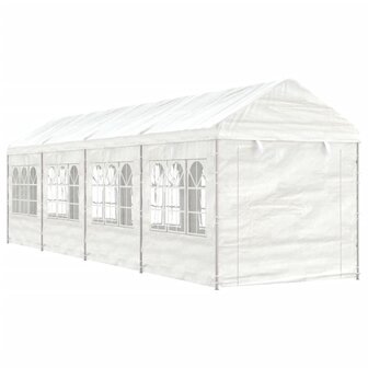 Prieel met dak 8,92x2,28x2,69 m polyetheen wit