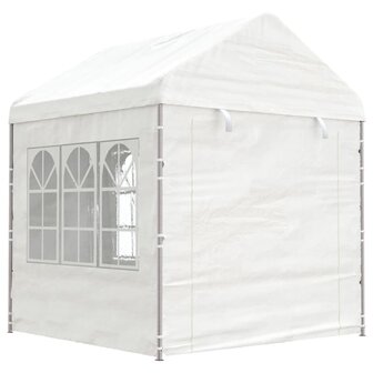 Prieel met dak 8,92x2,28x2,69 m polyetheen wit