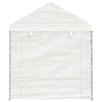 Prieel met dak 13,38x2,28x2,69 m polyetheen wit