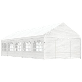 Prieel met dak 11,15x4,08x3,22 m polyetheen wit