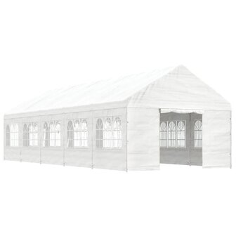 Prieel met dak 11,15x4,08x3,22 m polyetheen wit