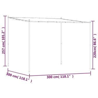 Prieel 3x3 m 180 g/m&sup2; stof en staal wit