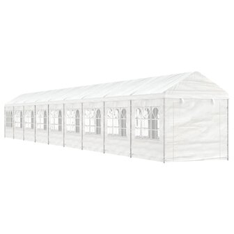 Prieel met dak 20,07x2,28x2,69 m polyetheen wit