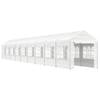 Prieel met dak 20,07x2,28x2,69 m polyetheen wit