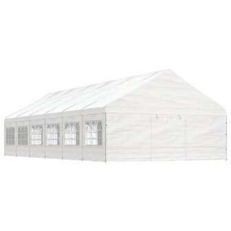 Prieel met dak 13,38x5,88x3,75 m polyetheen wit