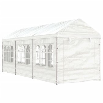 Prieel met dak 6,69x2,28x2,69 m polyetheen wit