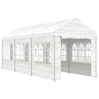 Prieel met dak 6,69x2,28x2,69 m polyetheen wit